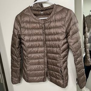 Uniqlo Light Down Jacket w snaps copper brown M